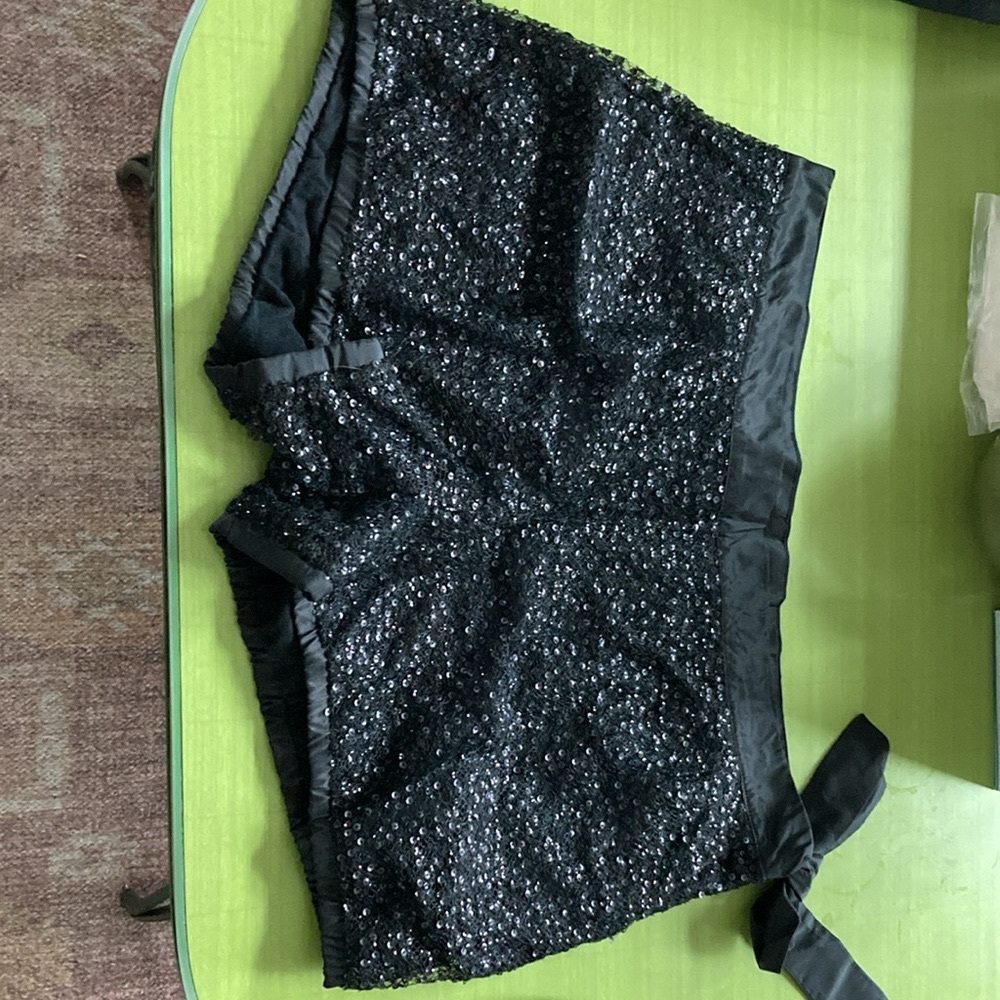 J Crew Collection Sequin Shorts With Side Bow/Zip… - image 1